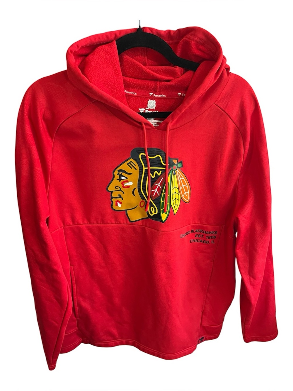 Chicago Blackhawks Fanatics Defender Red Pullover Hoodie Size Large NHL
